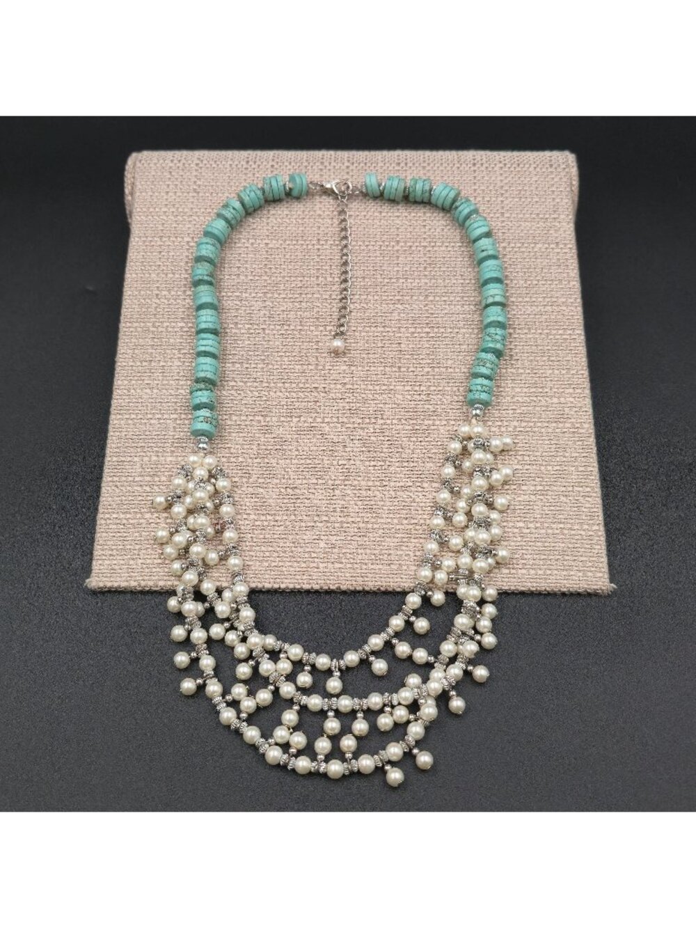 23+3 Inch Multi Layer Faux Pearl And Howlite Stone Necklace B1299